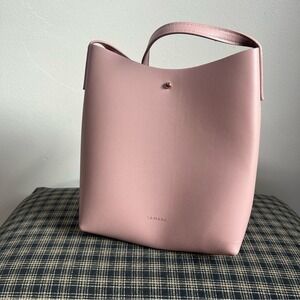 Samara Pink‎ Faux Leather Bucket Bag With Gold Snap Closure